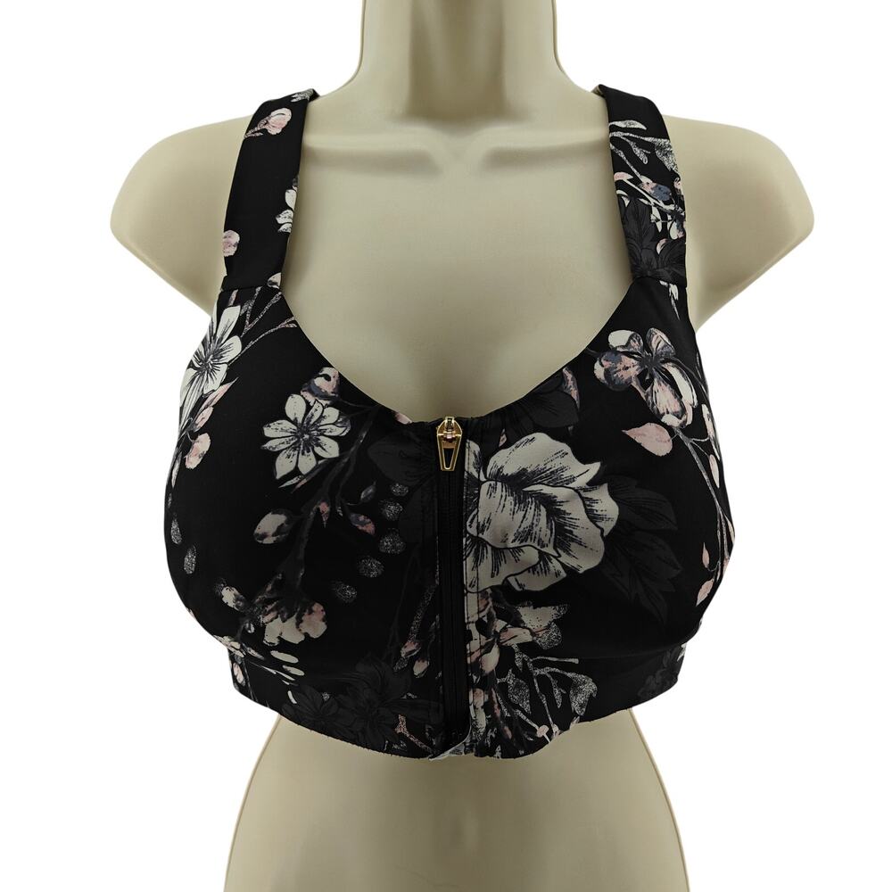 Victoria's Secret Knockout Front Close Sports Bra Black Womens 38DDD